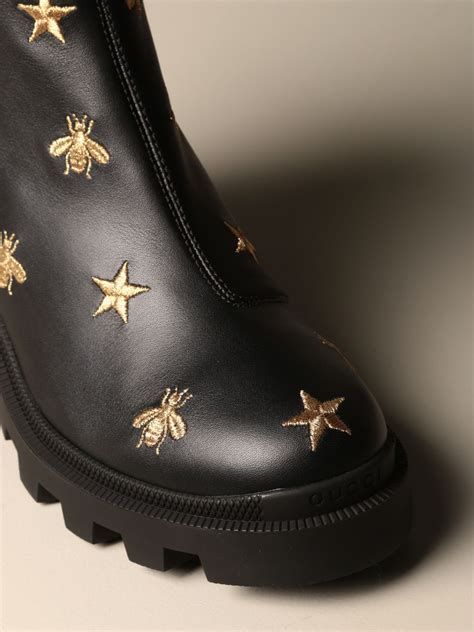 gucci shoes with bees on them|Gucci black boots with bees.